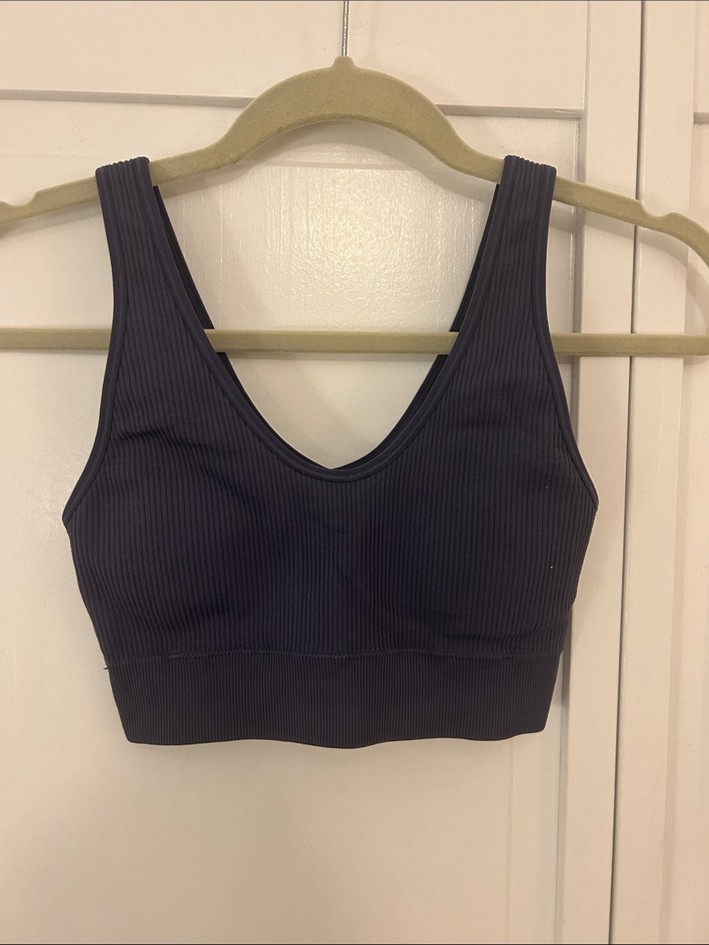 aerie Ribbed V-Neck Seamless Bralette - Navy Blue